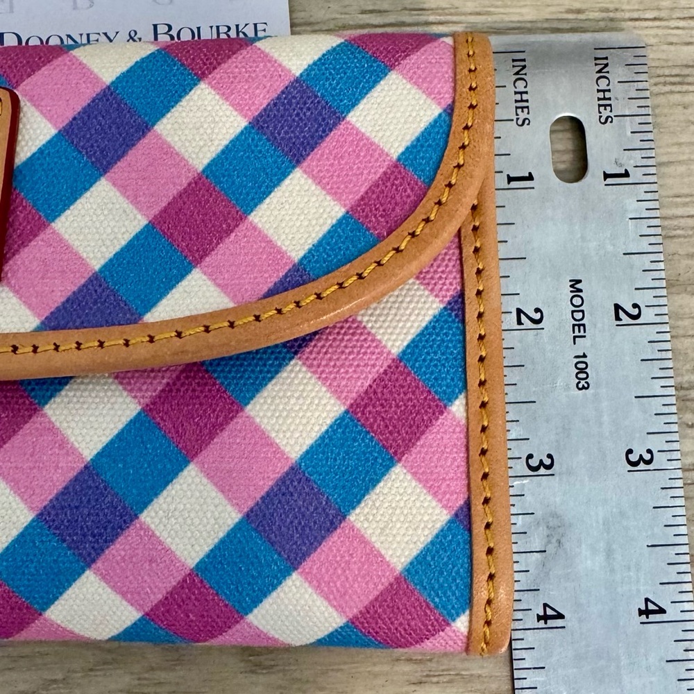 Dooney & Bourke Pink and Blue Gingham Continental Clutch Wallet - Used - Picture 9 of 10